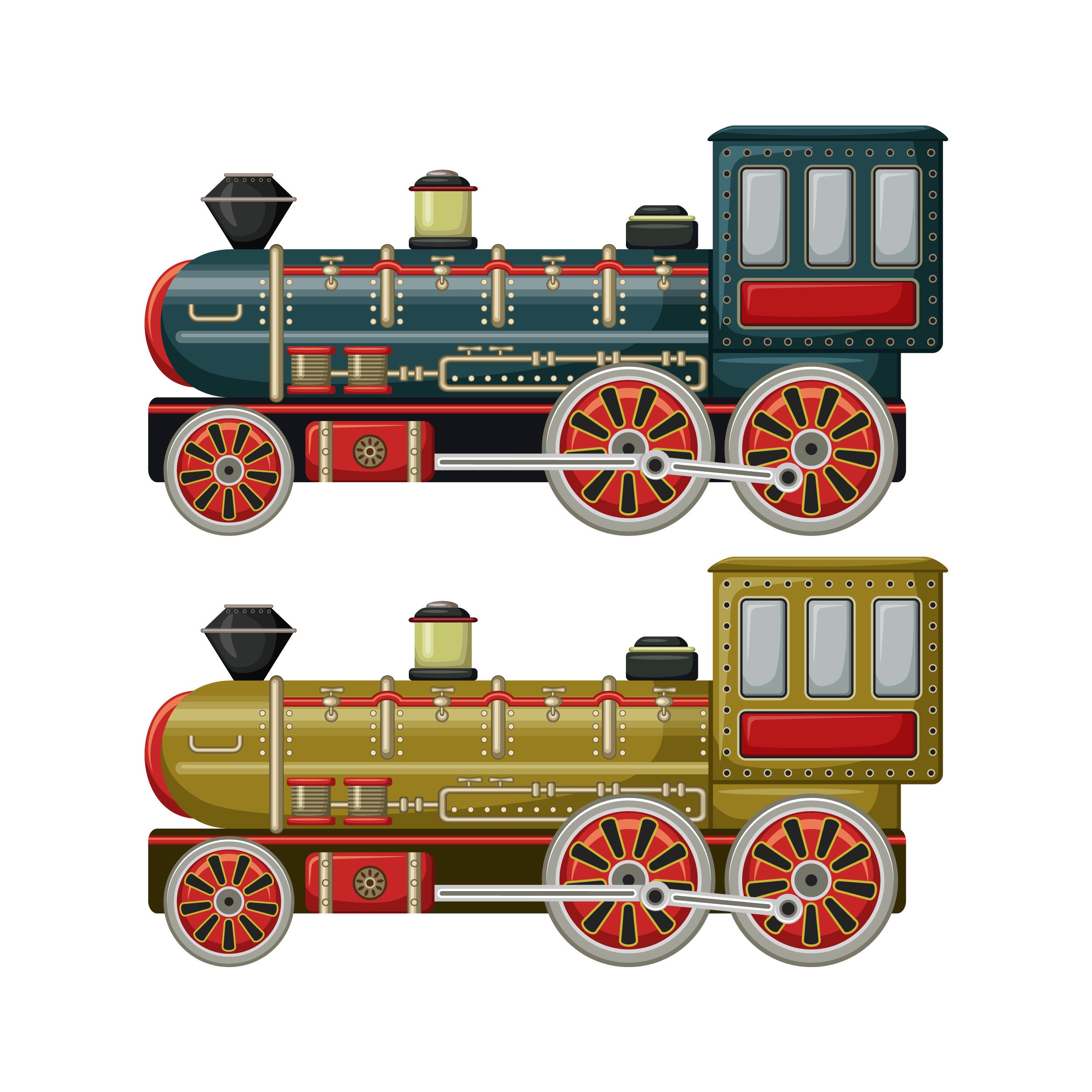 Vintage Train сlipart Vector Vintage Toy Graphic Digital Etsy