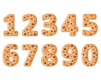 Cookies numbers сlipart. Cookies clipart set. Vector numbers graphic. Digital images
