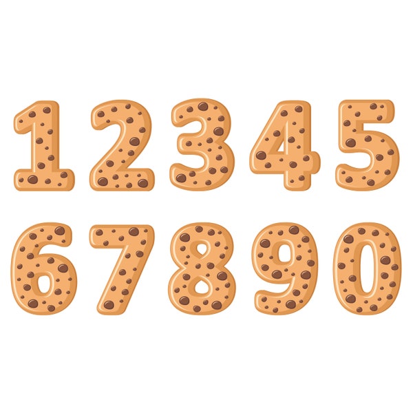 Cookies numbers сlipart. Cookies clipart set. Vector numbers graphic. Digital images