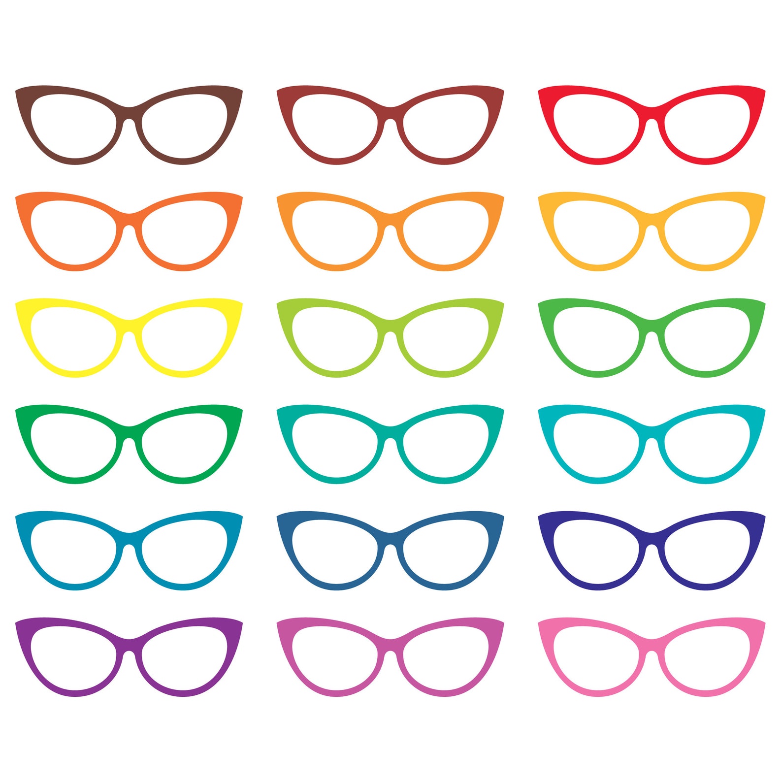 Colored Eyeglasses Clipart. Vector Eyeglasses Graphics. Fashion Clipart ...