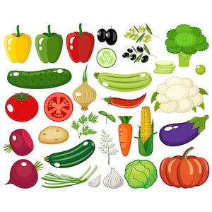 Clipart de legumes. Gráfico de vegetais vetoriais. Legumes de jardim para impressão. Imagem digital