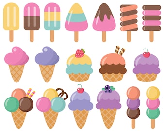 Crème glacée сlipart. Clipart de sucettes glacées. Graphique vectoriel de crème glacée. Images numériques, téléchargement instantané.