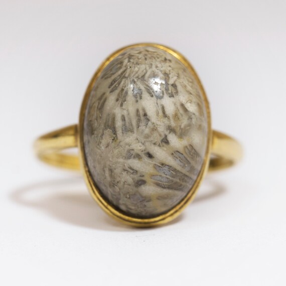 Statement Ring 925 Sterling Silver Ring Gifts for her Birthstone Jewelry Handmade Ring Boho Rings #SC12 Fossil coral gemstone ring