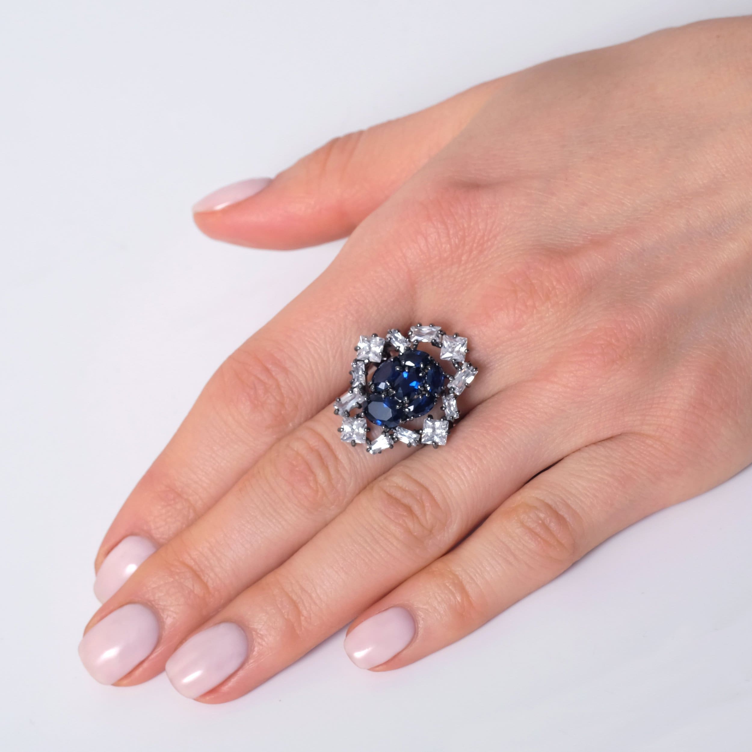 Multistone baguette cocktail ring Gorgeous fine costume jewelry Lavender stone ring Wide statement ring Unique designer jewelry