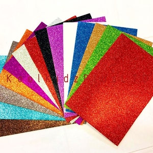 A4 Pack van 10 Glitter Sheets Eva Foam Glitter Sheets, hoge kwaliteit diverse kleuren Random Arts & Craft Supply