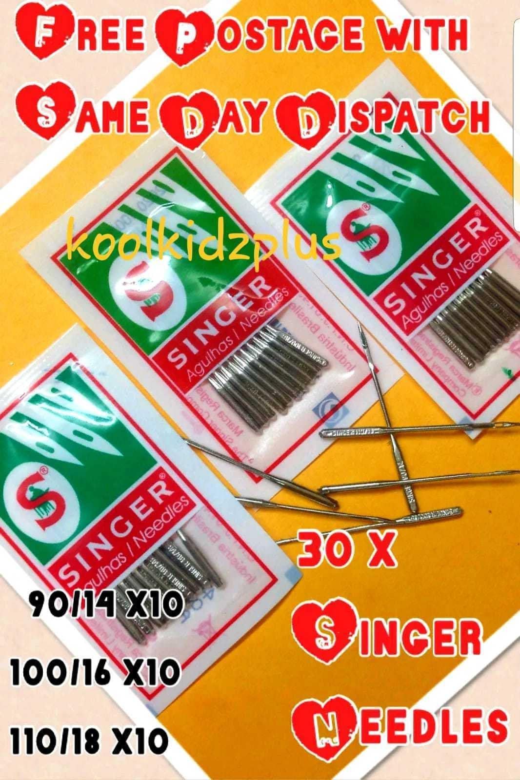 SINGER SEWING MACHINE NEEDLES x10 2020 110/18 VINTAGE & DOMESTIC SIZE FOR NEW 