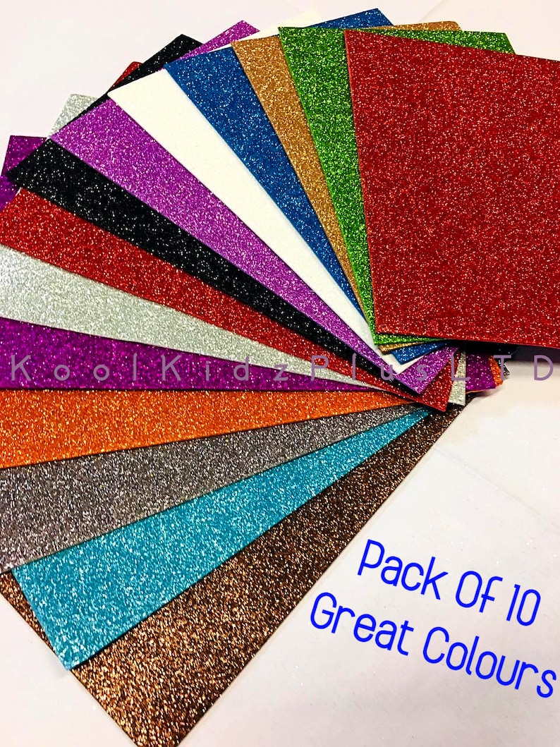 A4 Pack of 10 Glitter Sheets Eva Foam Glitter Sheets High Etsy