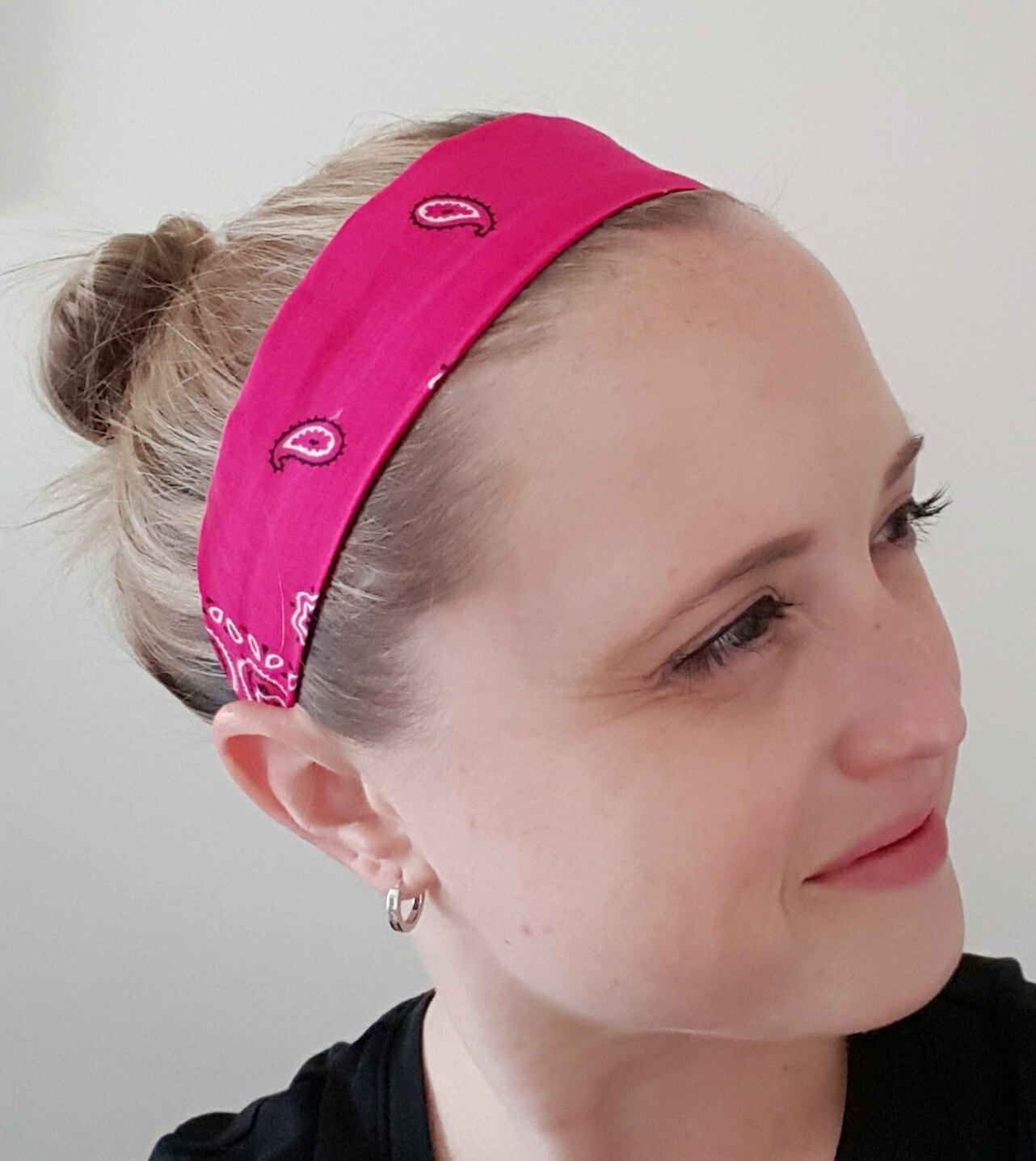 Hot pink headband upcycled bandana head scarf rockabilly Etsy