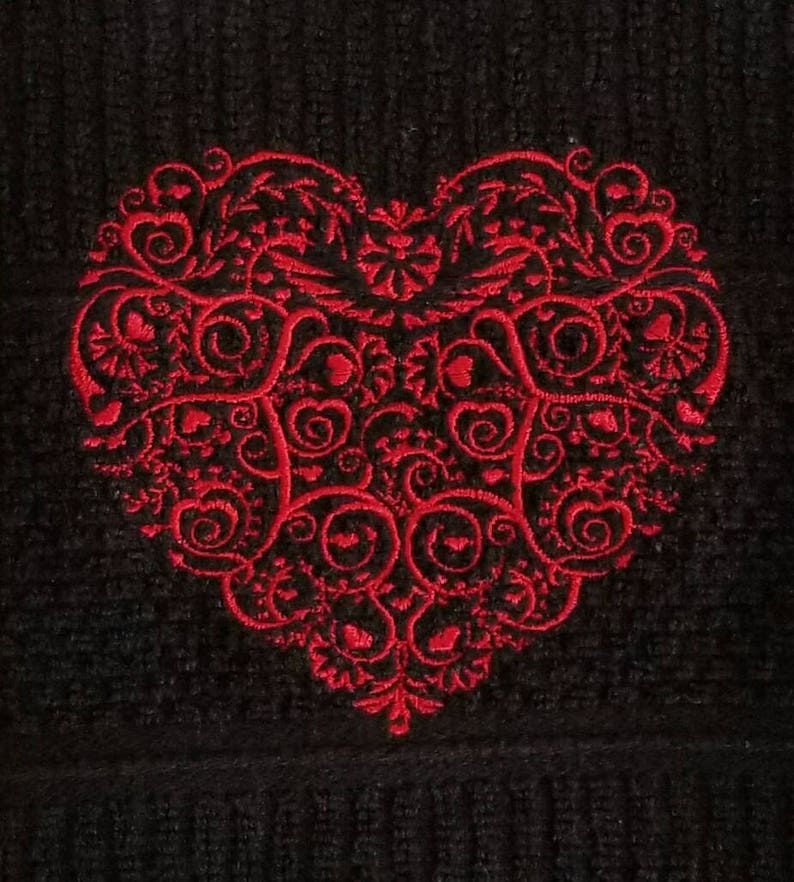 Heart dish towel Valentine's Day decor embroidered Etsy
