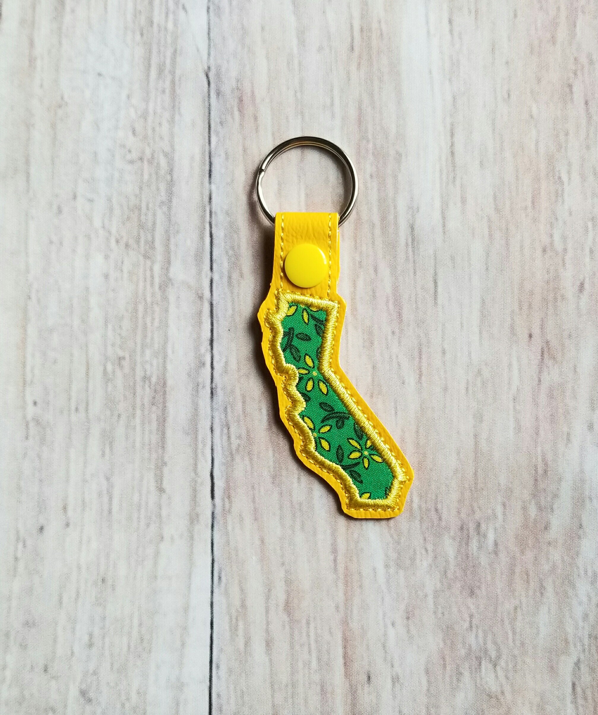 California key fob yellow vinyl key chain yellow green key Etsy