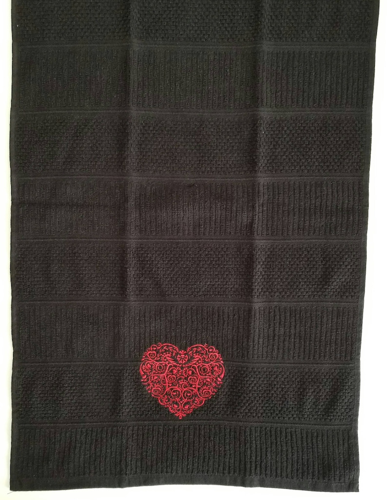 Heart dish towel Valentine's Day decor embroidered Etsy