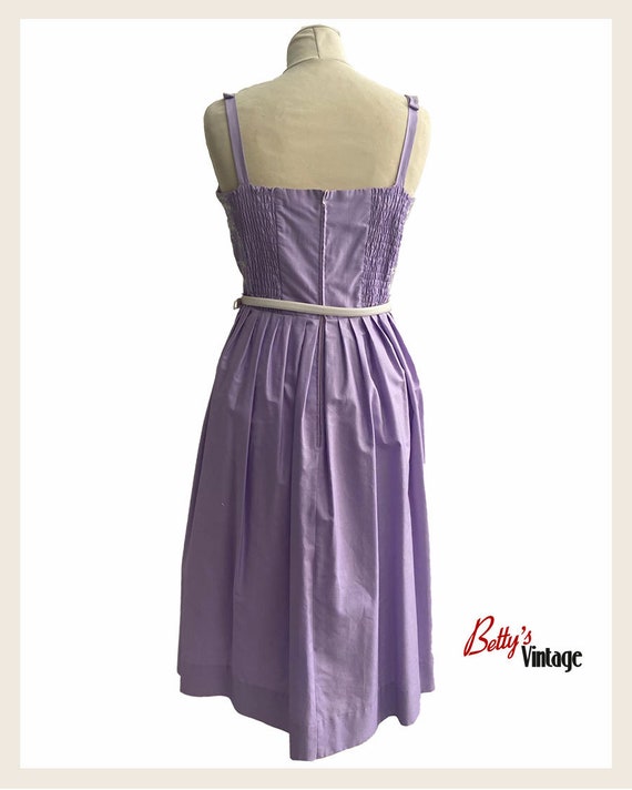 Vintage mauve strapless dress from 1950 by Marie … - image 3