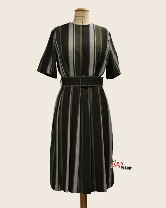 Vintage 1950's vertical striped dress, 1950's vint