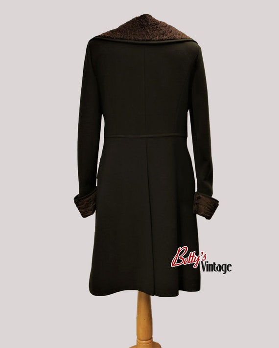 60s vintage chocolate brown winter coat. Wool and… - image 7