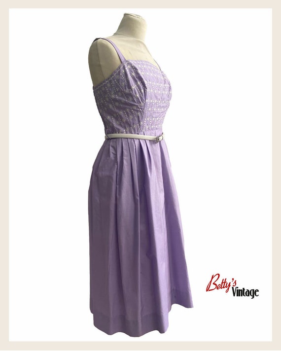 Vintage mauve strapless dress from 1950 by Marie … - image 2
