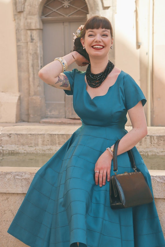 Retro Dark Blue Silk Dress, Vintage 1950 Made in USA by Jonathan Logan - Etsy Retro Dark Blue Silk Dress, Vintage 1950 Made in USA by Jonathan Logan - Etsy