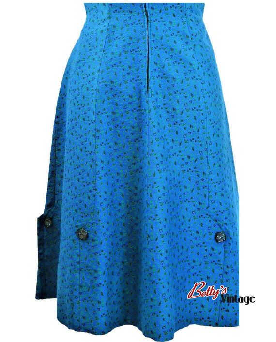 50s vintage electric blue cocktail dress. Thin st… - image 7