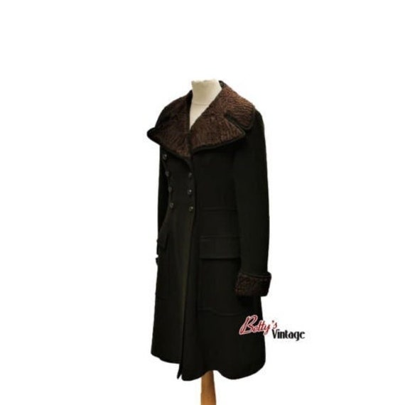 60s vintage chocolate brown winter coat. Wool and… - image 1