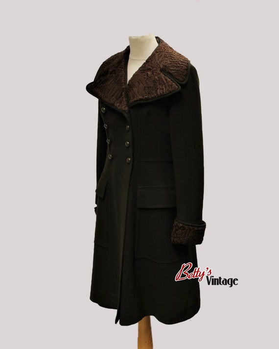 60s vintage chocolate brown winter coat. Wool and… - image 6