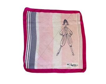 Ted Lapidus silk scarf in shades of pink, with a Peynet-style design