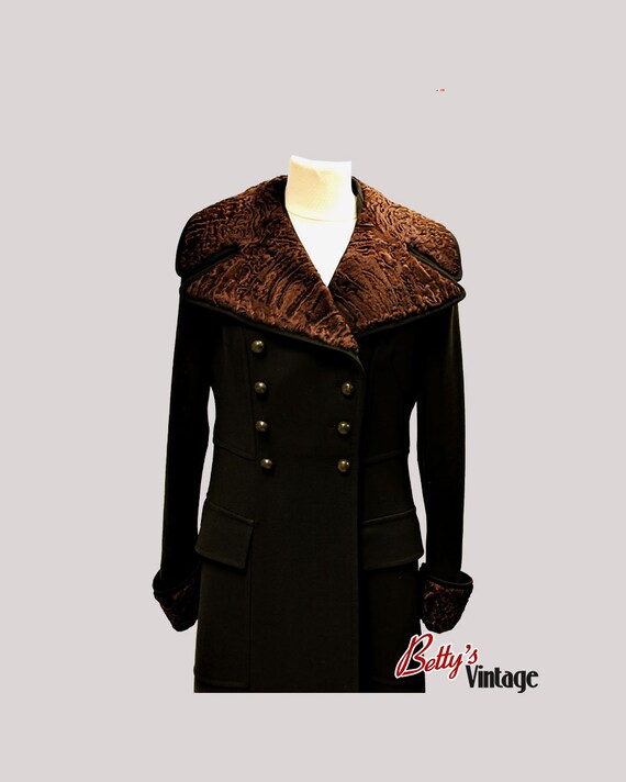 60s vintage chocolate brown winter coat. Wool and… - image 3