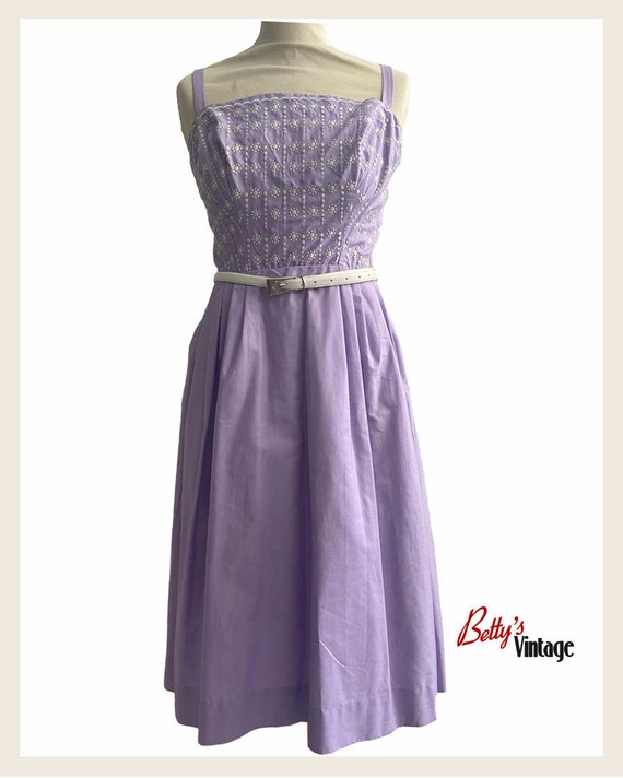 Vintage mauve strapless dress from 1950 by Marie … - image 1