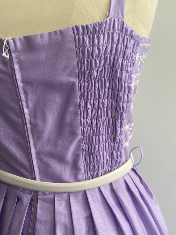Vintage mauve strapless dress from 1950 by Marie … - image 8