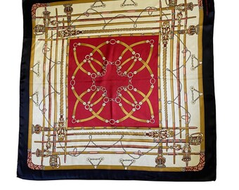 Jean-Louis Scherrer silk scarf, with red, white and gold motifs