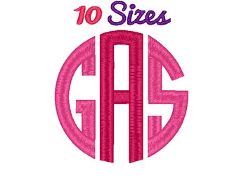Circle Monogram Embroidery Font Machine Embroidery Fonts File Pack Set 10 Sizes Digital Embroidery Design
