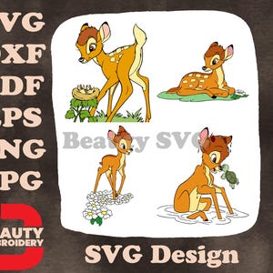 SVG-bundel Disney Bambi Young Fawn in de natuur met liggende bloemen zachte herten