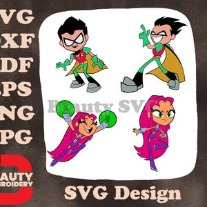 Teen Titans Go Robin Boy Wonder e Starfire Alien Princess Superhero Team SVG