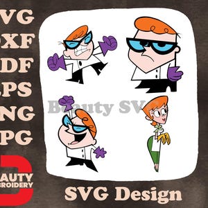 Laboratorium Dextera Dexter Boy Genius Pozuje Z Mamą Życie Rodzinne Cartoon SVG Designs