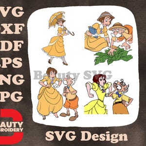 Disney Tarzan Jane Porter mit Professor Porter und Affen Dschungel-Expedition SVG Illustrationen