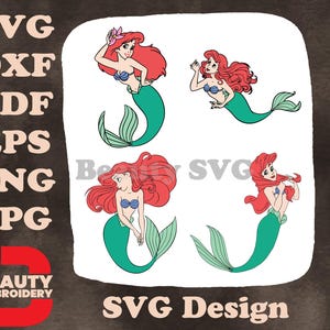 Disney petite sirène Ariel sirène forme divers nager et poser gracieux graphiques SVG