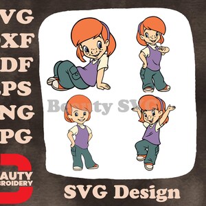 Pound Puppies Style Girl Character Various Sitting Standing And Posing Stances SVG