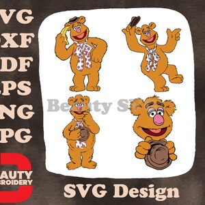 I Muppet - Fozzie Bear il comico - Varie pose da stand-up comedy - Personaggio classico dei Muppet Show in formato SVG