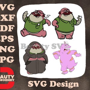 Disney Pixar Monsters Inc. Monstre escargot Roz - Monstres roses à fourrure et masqués, personnages SVG
