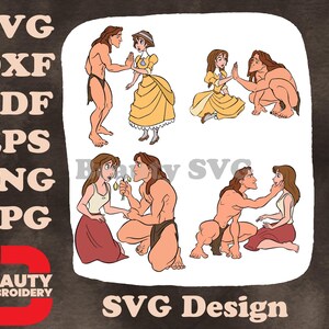 Disney Tarzan und Jane Porter Tender Jungle Romance Verschiedene liebevolle Posen SVG