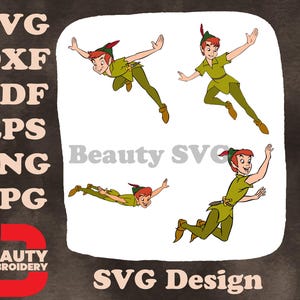 Poses de vol emblématiques classiques Peter Pan - planer gracieusement dans le ciel du pays imaginaire - Disney Adventure Art SVG