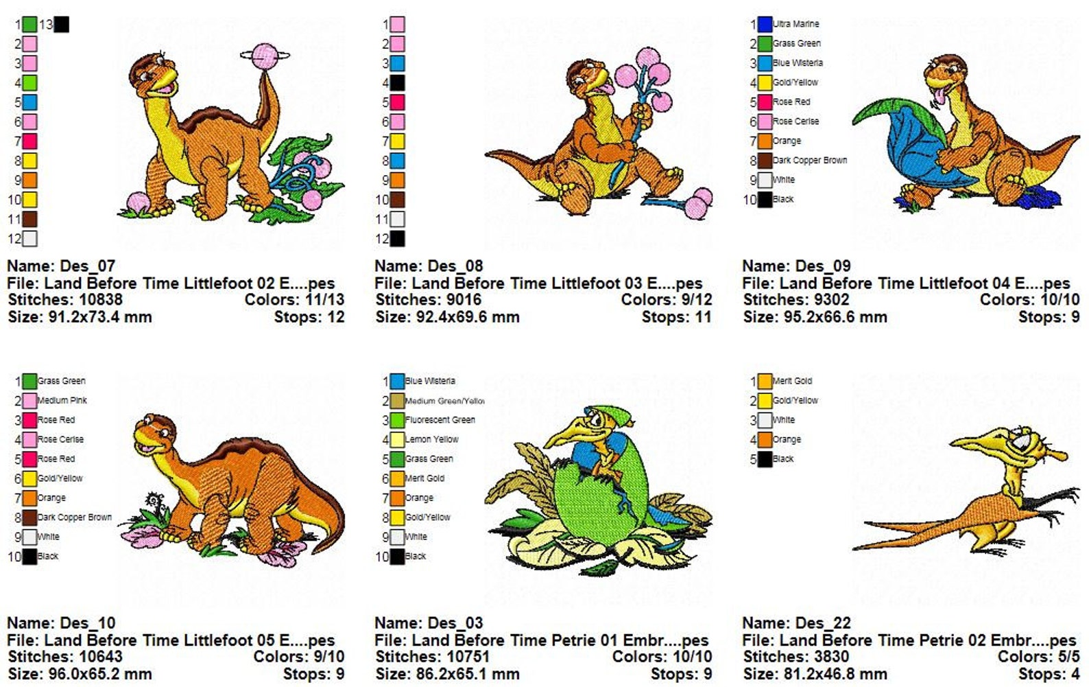 Package 22 Land Before Time Embroidery Designs Etsy