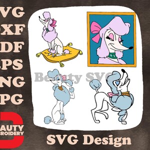 Oliver And Company - Georgette de verwende poedel - elegante showhondhoudingen en portret - Disney Canine SVG