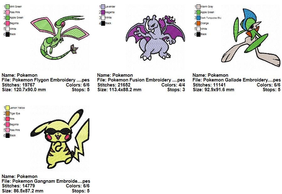 Package 22 Pokemon 02 Embroidery Designs Etsy