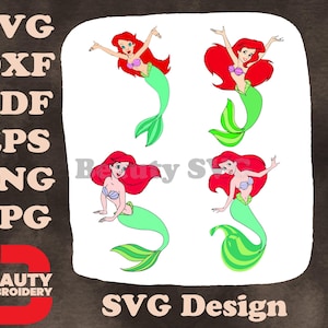 La petite sirène Ariel bébé Ariel et diverses poses flottantes gracieuses de sirène SVG