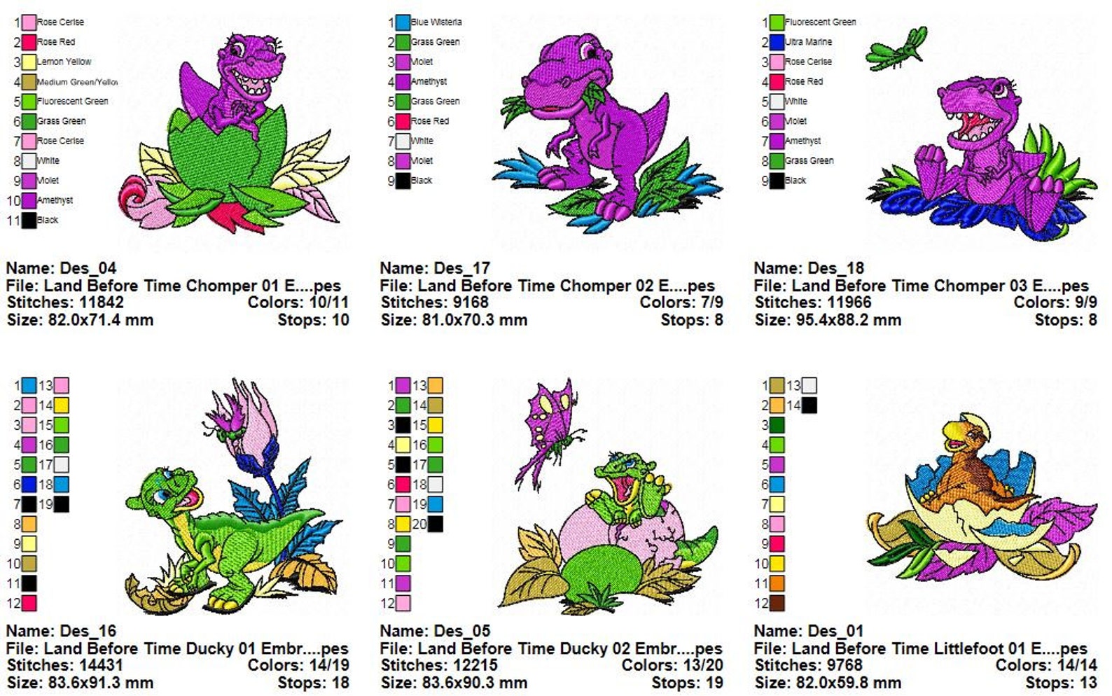 Package 22 Land Before Time Embroidery Designs Etsy