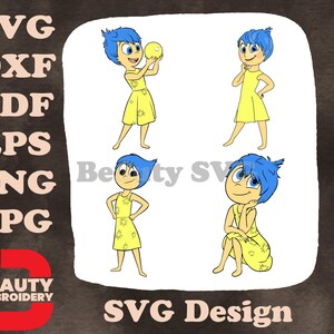 Ensemble SVG à l'envers, joie, émotion, jaune Disney Pixar, heureux, poses optimistes