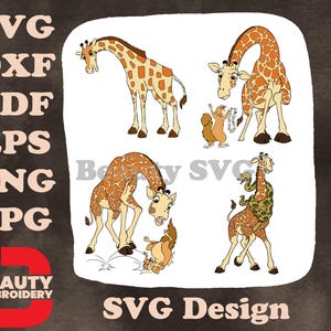 Cartoon giraf moeder en baby - zachte familiemomenten - safari dierenleven SVG-ontwerp