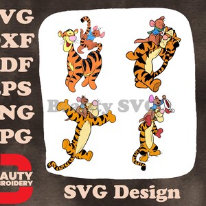 Disney Winnie l'ourson Tigrou et Roo rebondissant ensemble SVG kangourou tigre ludique
