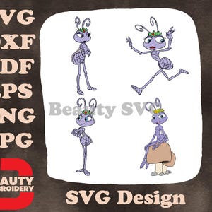 Disney A Bugs Life Princess Atta Queen Ant, figurines royales debout, poses gracieuses, ensemble SVG