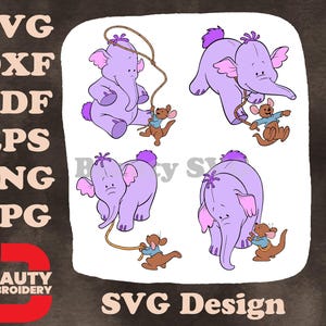 Disney Winnie Pooh Lumpy Heffalump et Roo Kangaroo Meilleurs amis jouant des graphiques SVG