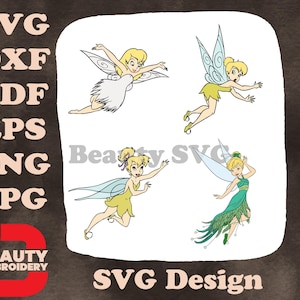 Fée clochette - fées Disney - vol gracieux et robe verte - lot d'oeuvres d'art SVG